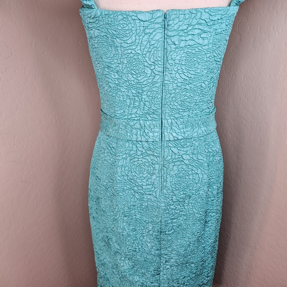 Tadashi Shoji Turquoise Women Tulip Off The Shoulder Dress sz 8 Wedding Cocktail - Picture 11 of 16